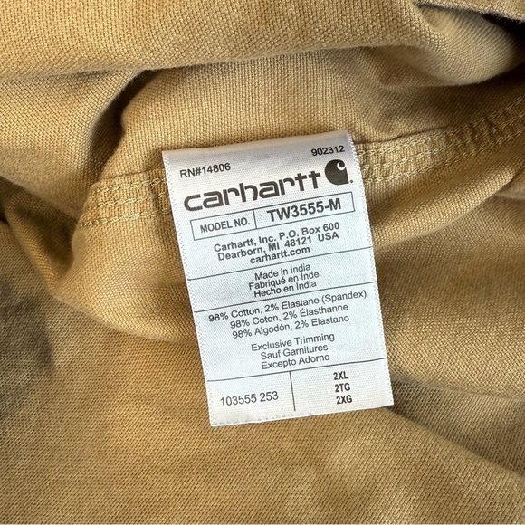 Carhartt Rugged Flex Men Shirt Short Sleeve Relaxed Fit Midweight Khaki Size XXL - Picture 10 of 14